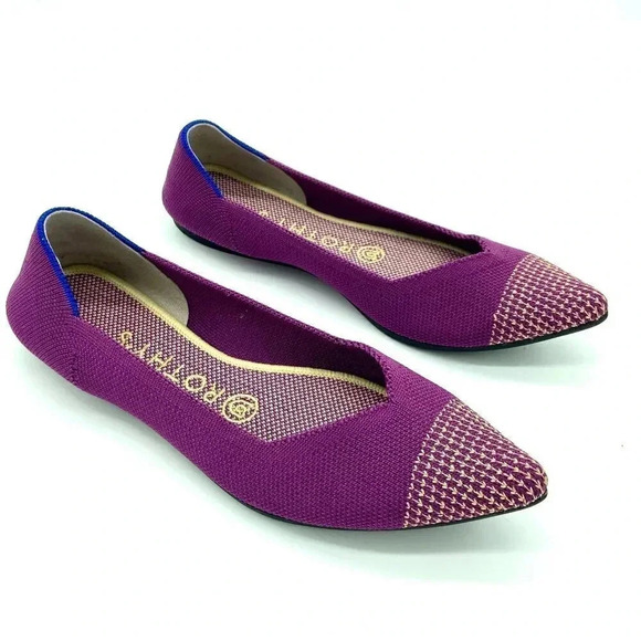 Rothy's The Point Mulberry Rare Retired Slip On Flat Magenta Violet Yellow, W6.5 - Picture 4 of 8